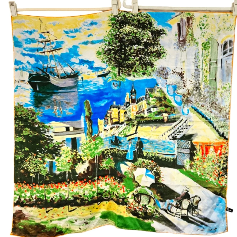 MOMA Cezanne green blue & yellow silk scarf